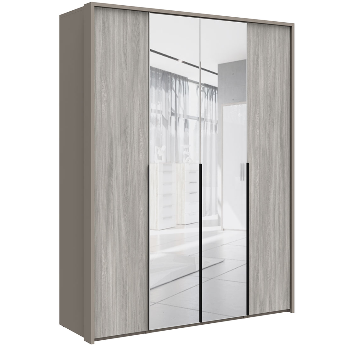 Шкаф с зеркалами Napoli (Камень Терра/Фумо)