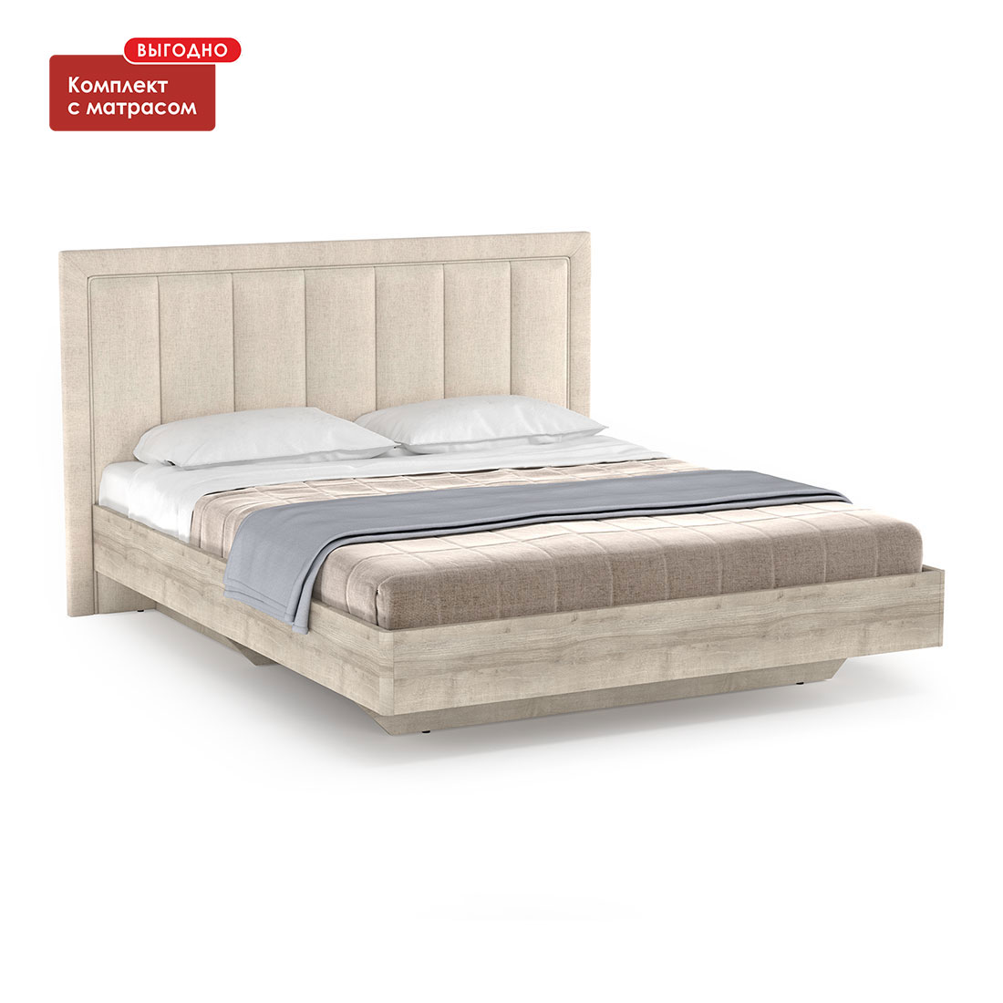 Кровать Napoli-2 с матрасом (Крафт серый)