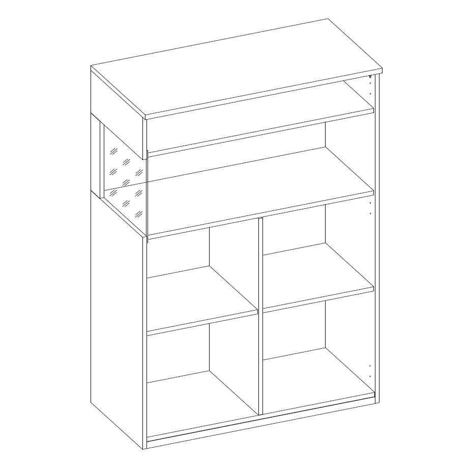 Низкий шкаф-витрина Napoli (дуб Крафт серый/бетон Dark) левый