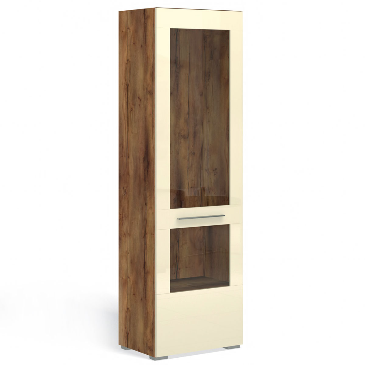 Шкаф-витрина Соло (таксония/крем) правый