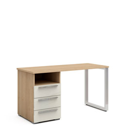 Письменный стол с тумбой 140 Магнолия (дуб Ривьера/крем глянец)