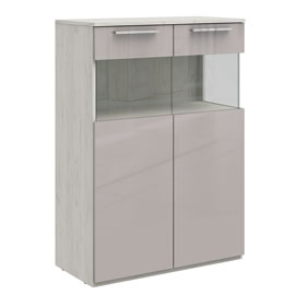 Низкий шкаф-витрина Napoli (дуб Крафт белый/бэйлиз глянец) правый