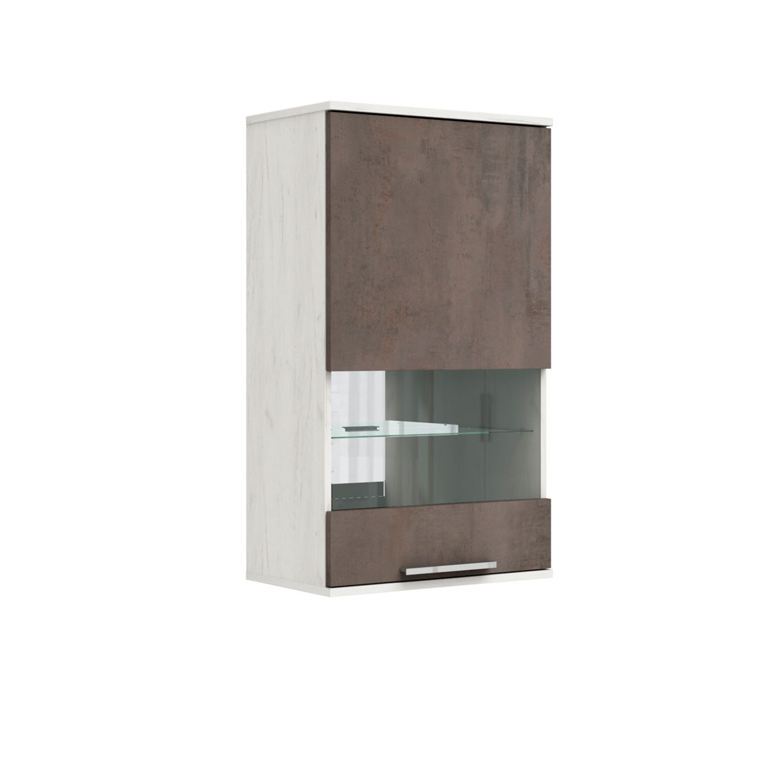 Навесной шкаф-витрина Napoli (Крафт белый/бетон Dark) правый