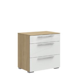 Прикроватная тумба с 3 ящиками Solo (дуб Ривьера/белый глянец)