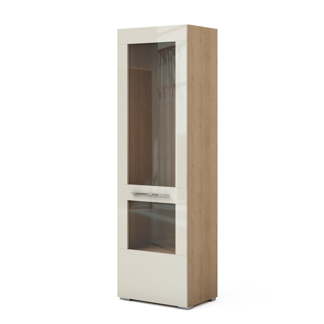 Шкаф-витрина Solo (дуб Ривьера/крем) левый