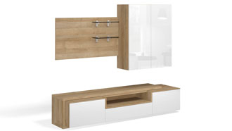 Стенка в гостиную Solo (дуб Ривьера/белый глянец)