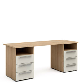 Письменный стол с тумбами 180 Магнолия (дуб Ривьера/крем глянец)