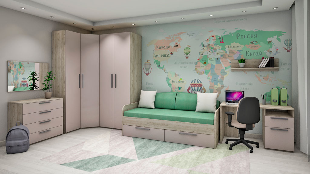 Молодежная Наполи (дуб Крафт серый/мокко матовый)