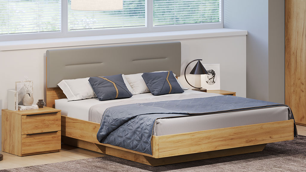 Кровать с тумбами Наполи Лайт (дуб Крафт золотой)