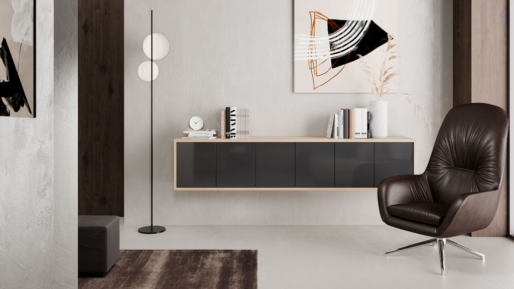 Подвесная тумба Илма-3 (дуб Ривьера/серый темный матовый)