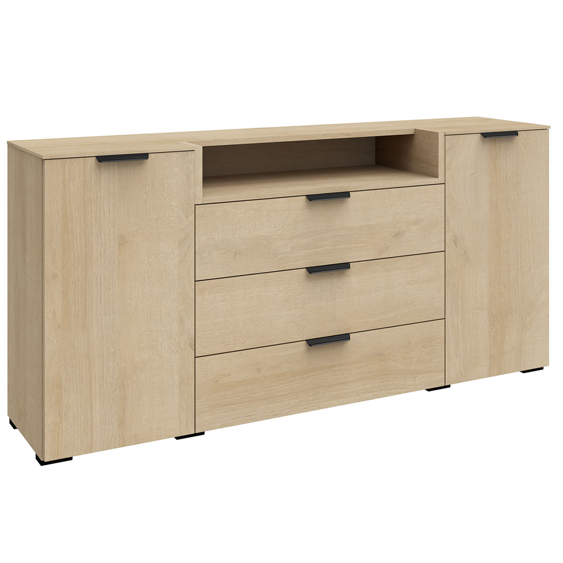 Широкий комод с 3D нишей Solo (дуб Ривьера/крем)