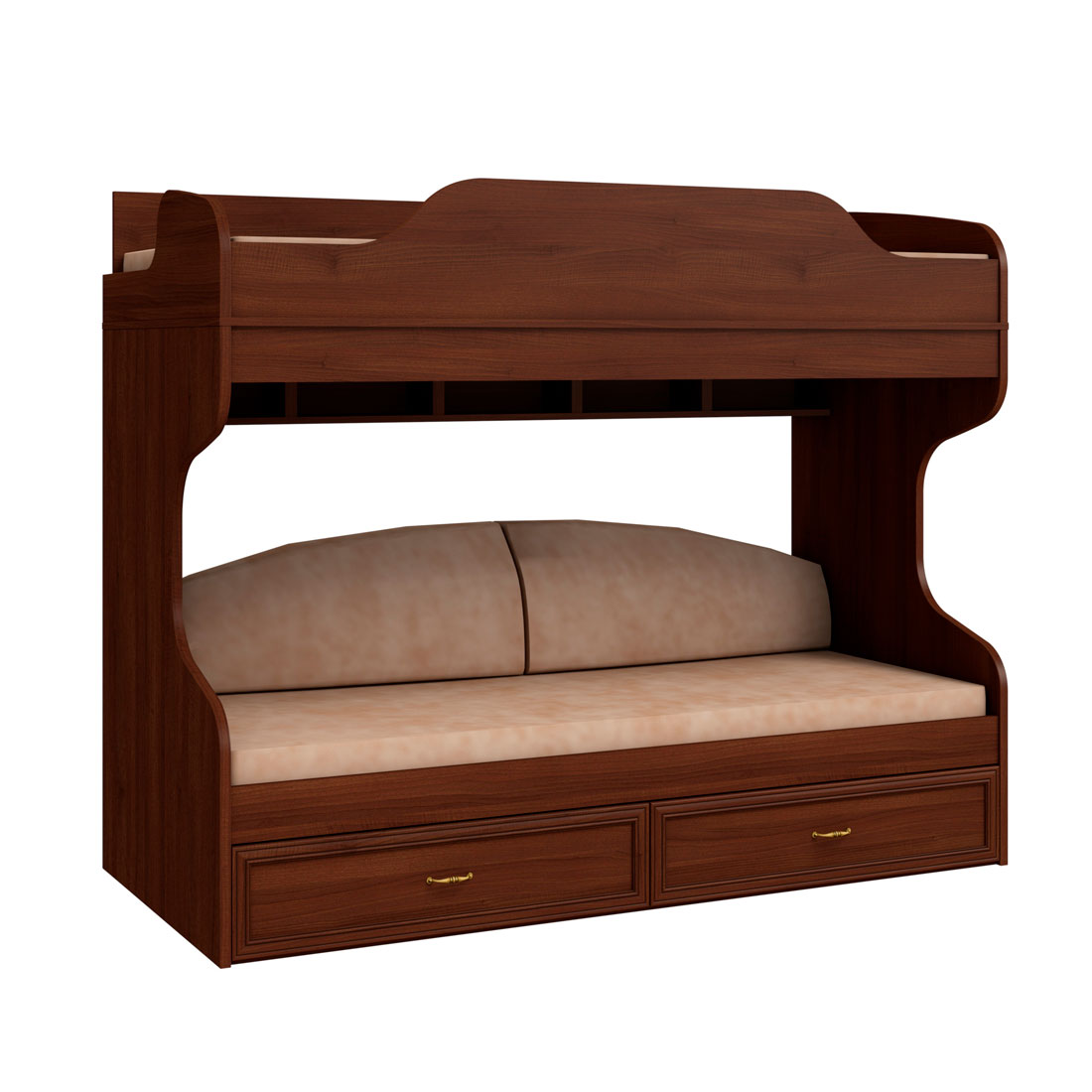 Кровать двухъярусная с лестницей 90х200 VERDI (орех Леванте)