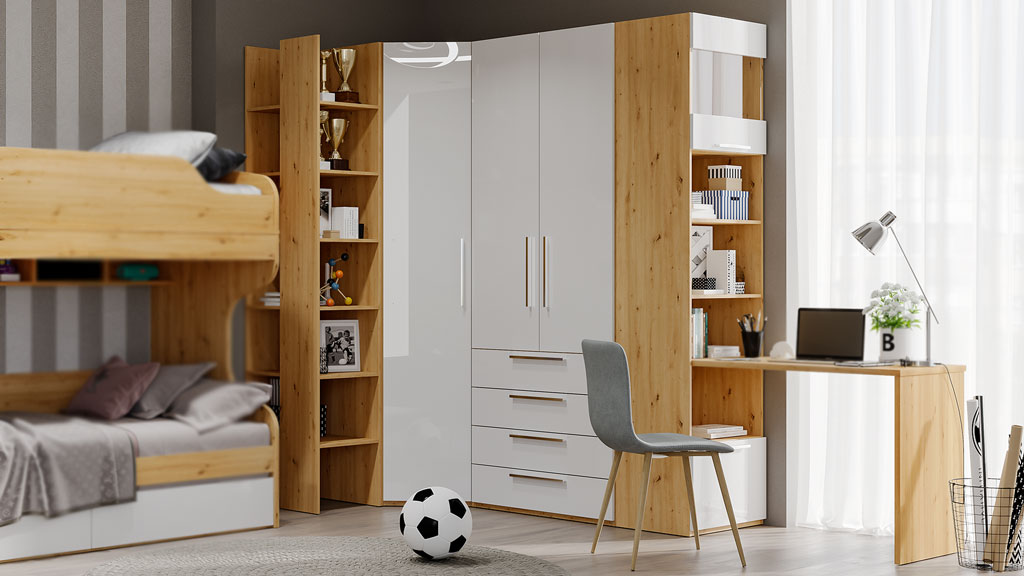 Шкаф со столом Наполи (дуб золотой/глянец)