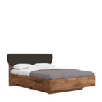 Кровать полуторная 140х200 с подъёмным основанием Solo (таксония/экокожа коричневая)