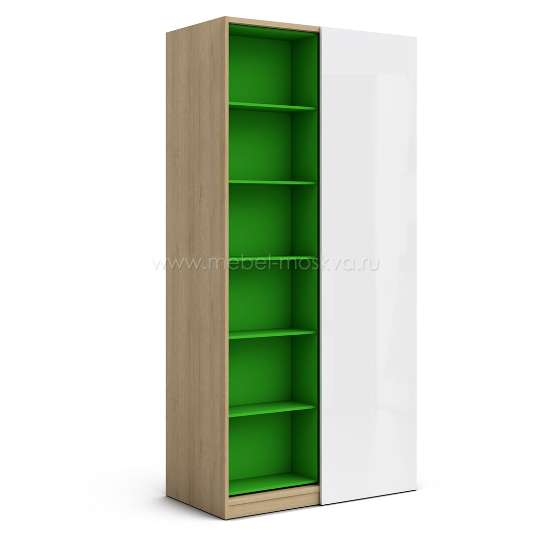 Шкаф со сдвижным стеллажом Магнолия (дуб Ривьера/зеленый)