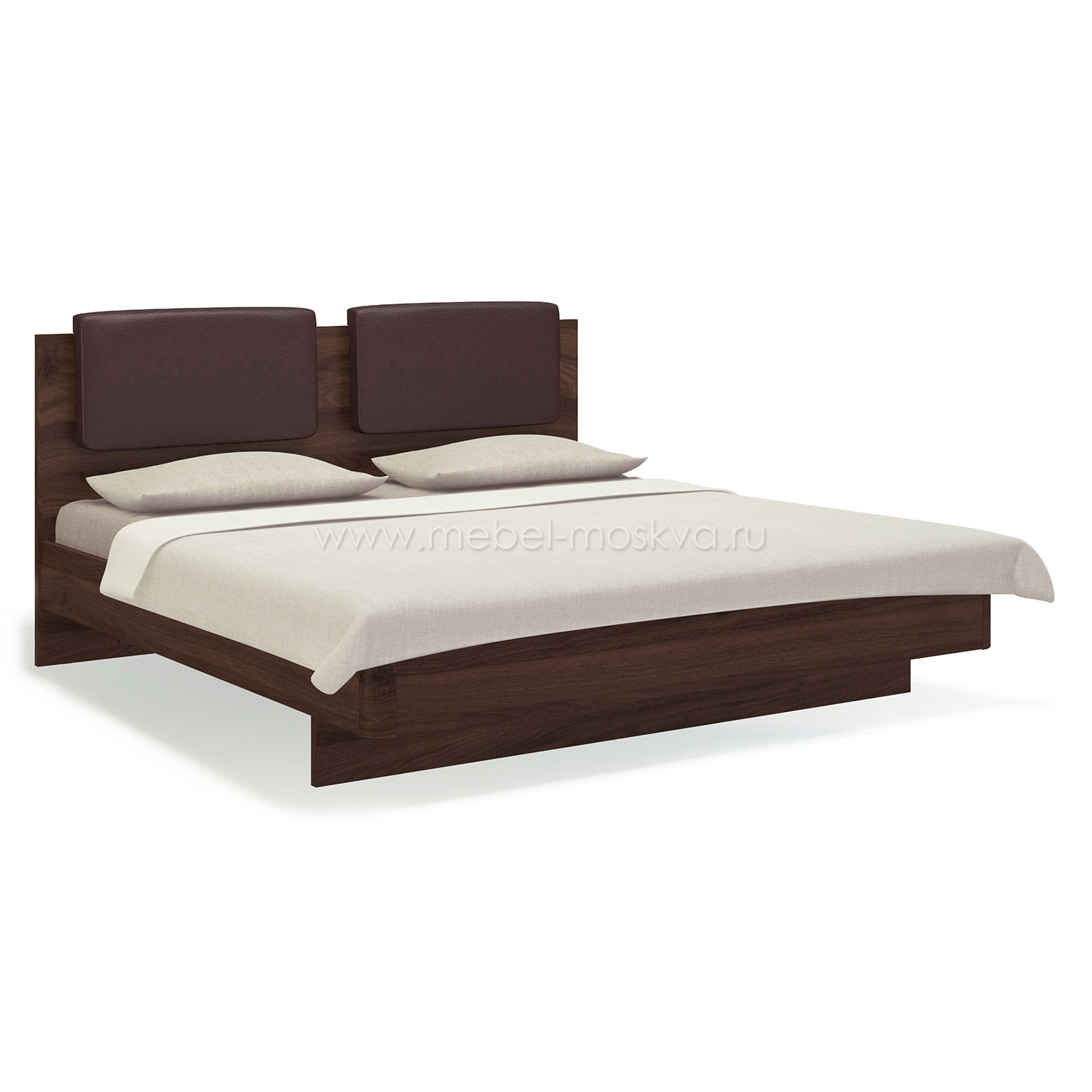 Кровать 180х200 с мягким изголовьем Solo (орех Коламбия/экокожа коричневый)