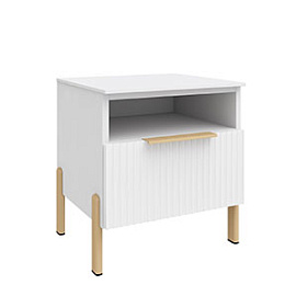 Прикроватная тумба Solo Wave c фрезеровкой (Снежный белый)