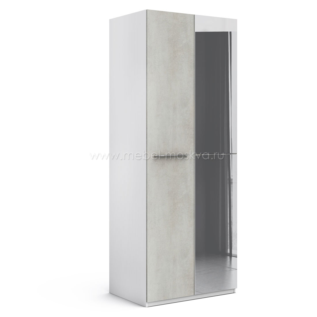 Распашной шкаф Solo (белый/бетон Grey/зеркало)