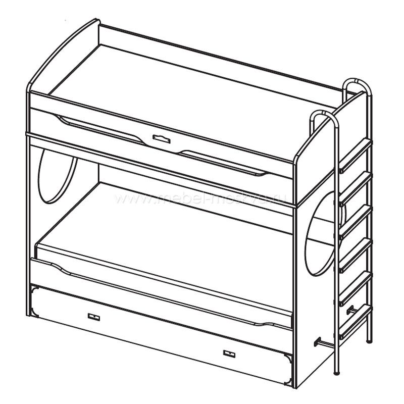 Двухъярусная кровать Атлантида 90х190 (ривьера)