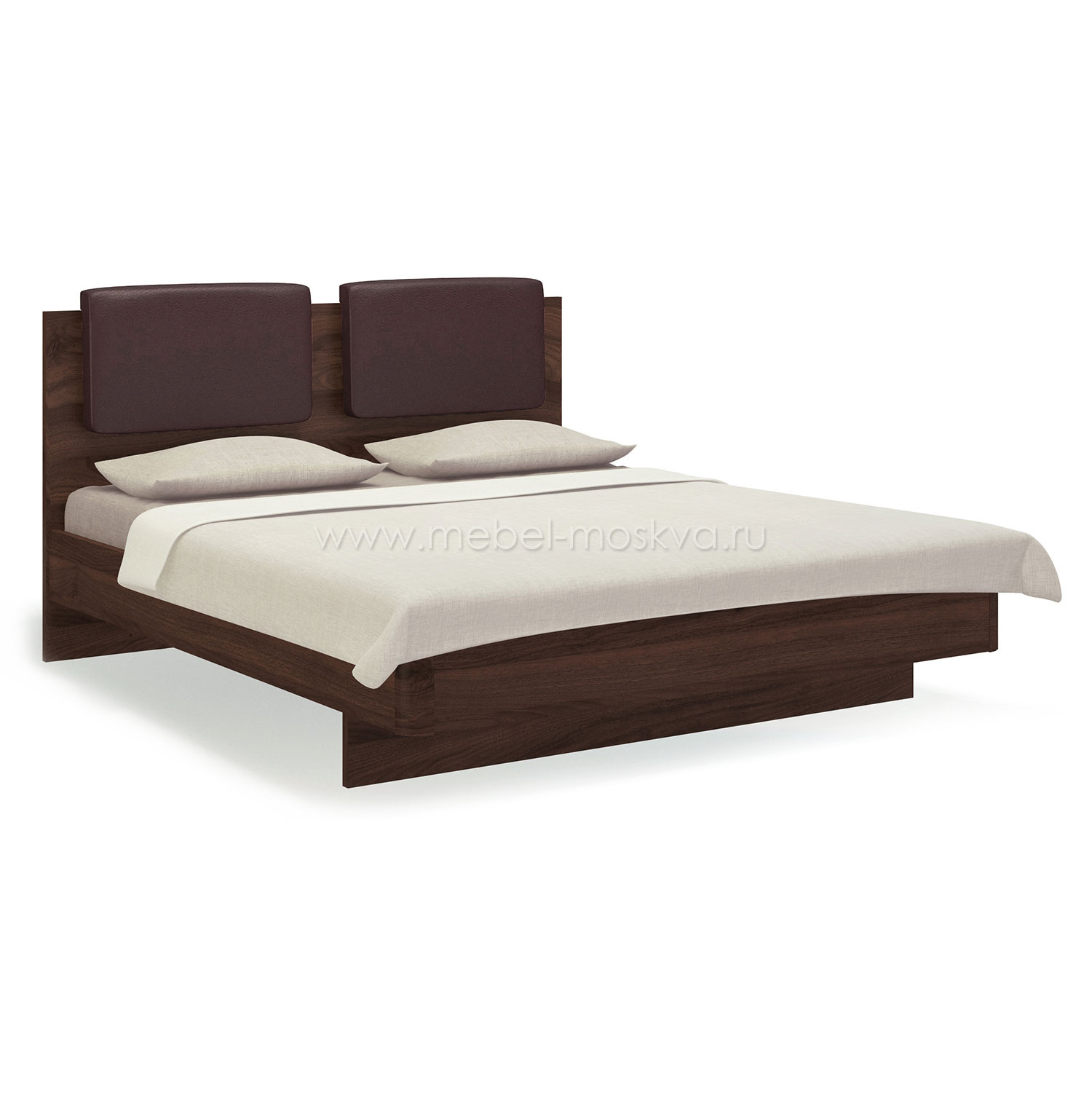 Кровать 160х200 с мягким изголовьем Solo (орех Коламбия/экокожа коричневая)