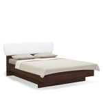 Кровать двуспальная 140х200 с подъёмным основанием Solo (орех Коламбия/экокожа белая)