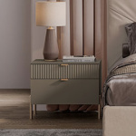 Прикроватная тумба Solo Wave c фрезеровкой (Cерый камень)