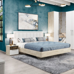 Кровать с тумбами Наполи (Крафт белый/белый матовый)