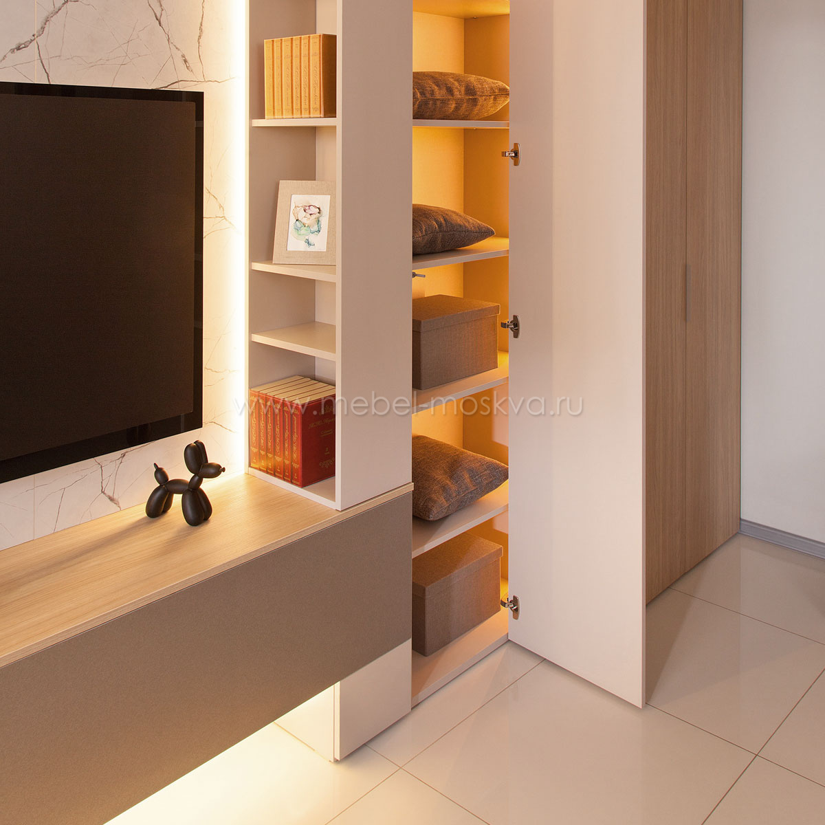 Гостиная Сарино К1 (Кашемир/Иланга/Кристалл белый)